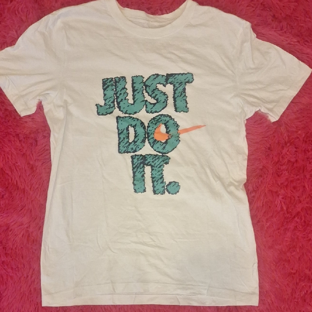 Nike Kids White Tee with Teal and Orange Just Do It